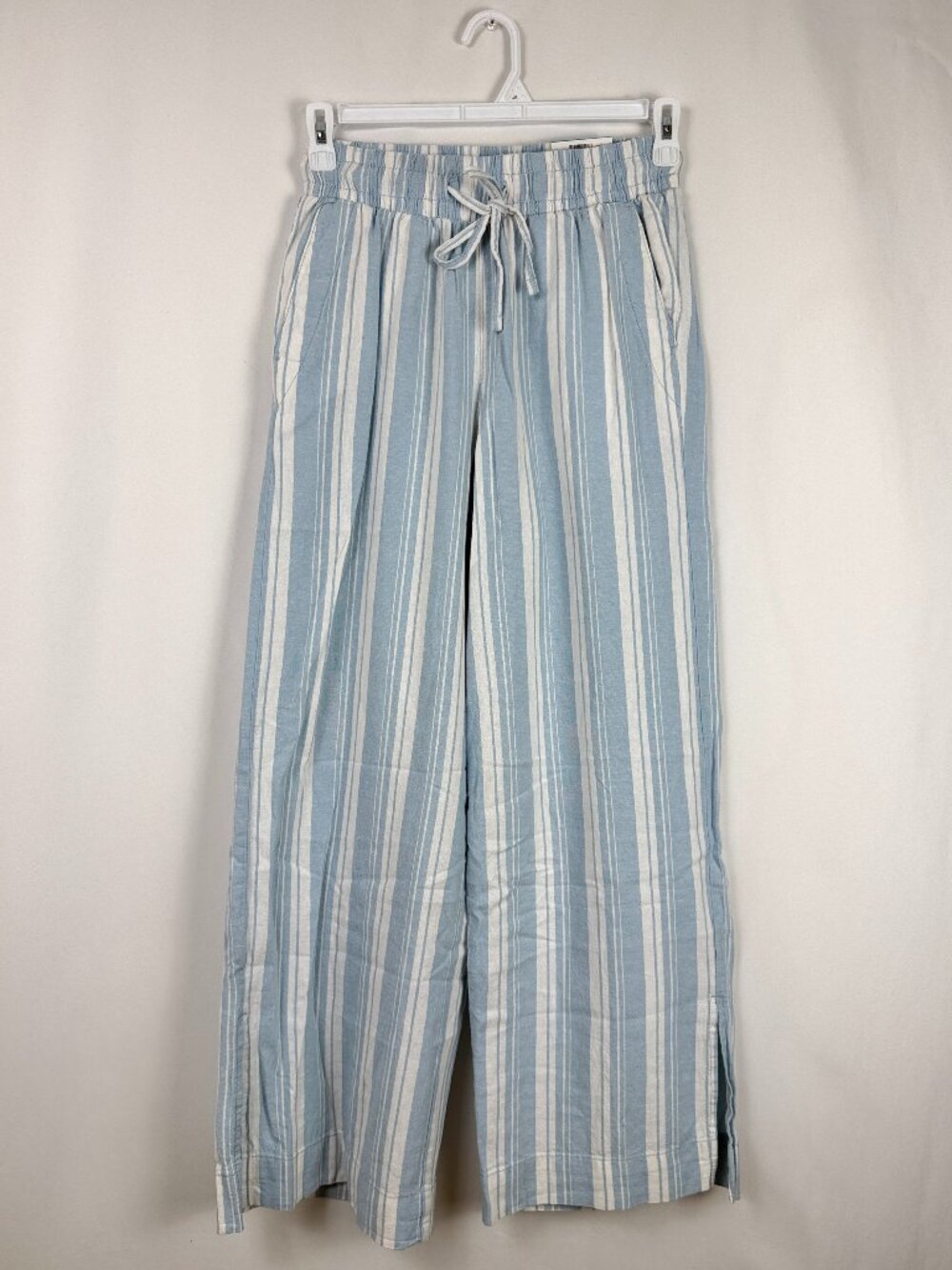 George Womens Wide Leg Linen Blend Striped Pants Blue White XS M L NWT